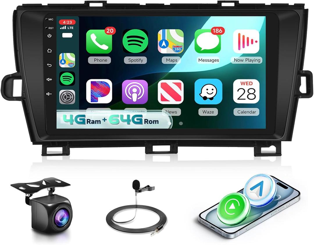 Car Stereo [4GB+64GB] for Toyota Prius (2010-2015) with J.B.L, 9-Inch Touch Screen Car Radio Android 13 CarPlay Android Auto, BT5.0 WiFi GPS RDS FM EQ with Backup Camera