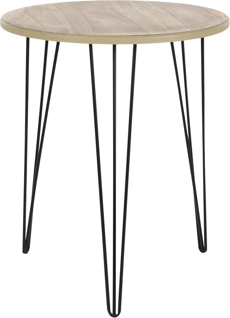 Deco 79 Wooden Side End Accent Table End Table with Black Metal Hairpin Legs, Side Table 18" x 18" x 22", Brown