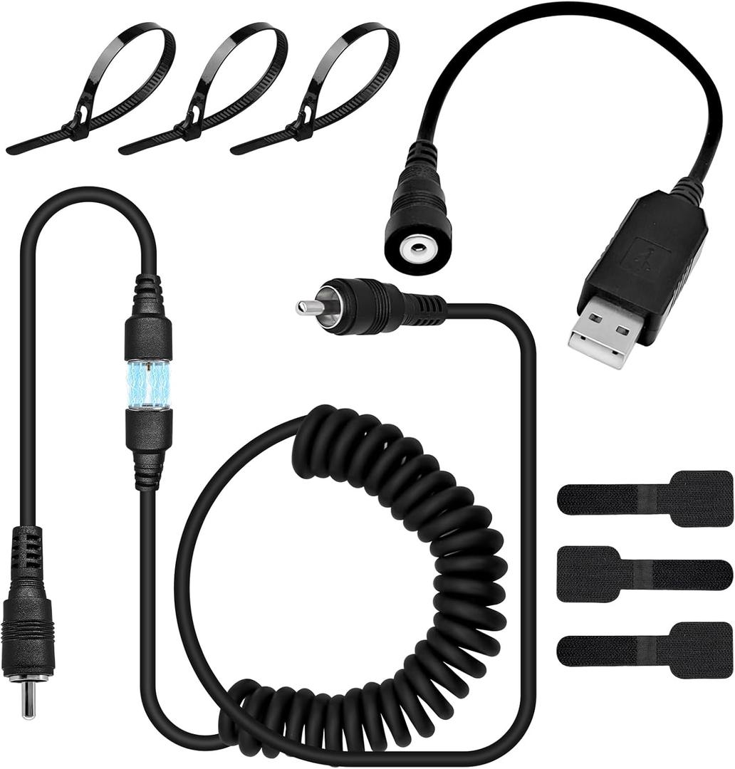 USB Port Magnetic Power Cord, Snowmobile Helmet Heated Shield Cord 12v USB RCA Plug for Heated Most Electric Shields, Helmet, Visor Port (Kit)