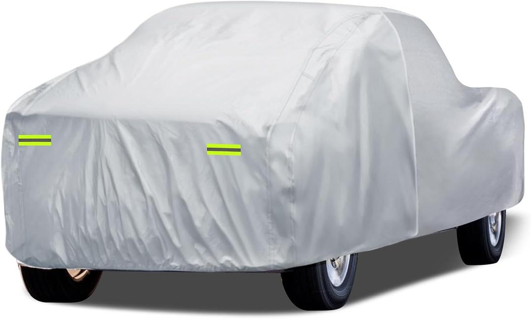 Truck Cover Waterproof All Weather, 6 Layers Pickup Cover Fit for Ford F150, Chevrolet Silverado 1500, Gmc Sierra, Ram 1500, Tundra (T4 Fit Truck Length Up to 250 inch), Silver