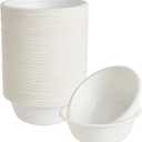 ECOLipak 150 Pack 12 oz Paper Bowls Disposable, Heavy-Duty Biodegradable Compostable Bowls Made of Natural Sugarcane Bagasse, Suitable for Salad, Dessert, Milk, Cereals