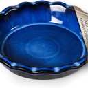 AISBUGUR Pie Pan for Baking 9 Inch Ceramic Pie Dish Quiche Baking Dish Non-Stick Dishwasher & Oven Safe (Reactive Glaze Blue)