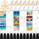 Motipuns 12 Set Pre Drawn Canvas for Painting for Adults Sip and Paint Kit with Easels 8 x 10 Inches Paint Party Kit with Printed Canvas Paints Brushes Palette Bag Apron (Beach)