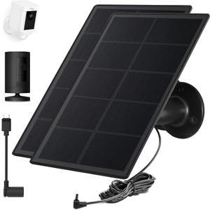 Ring Camera Solar Panel Charger, Compatible with Stick Up Cam Battery, Ring Spotlight Plus/Pro, Waterproof 4w6v (Black 2Pack)