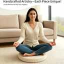 Round Tatami Floor Pillow Cushion, Handwoven Meditation Straw Cushions for Living Room Yoga Window Seat Reading Nook Bedroom Outdoor Seat (Dia: 15.7")