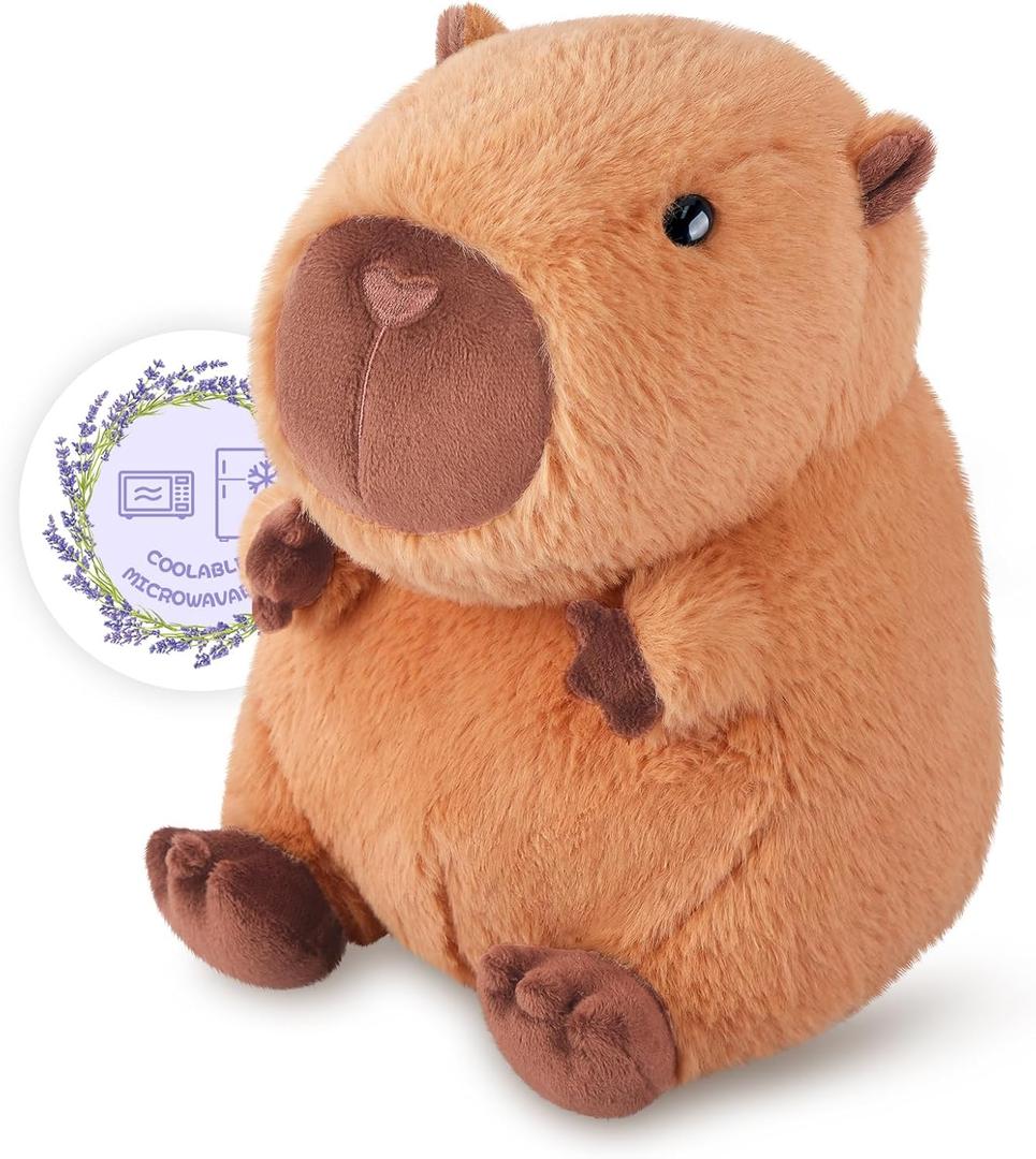 SuzziPals Heatable & Coolable Capybara Plush, Microwavable Stuffed Animal Heating Pad for Soothing & Relaxation, Lavender Scent Plush Toys for Stress Relief, Capybara Plushies Gift for Kids & Adults