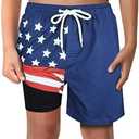 LUCOWEE Boys Swim Trunks with Compression Liner Comfortable Anti-Chafe Swimming Shorts Stretchy UPF Quick Dry Size 3T-20, Large