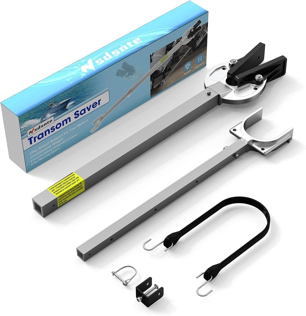 Adjustable Transom Saver from 23 to 35 Inches, Boat Motor Support with Heavy-Duty Composite Head Holds Engine, Roller and Trailer Mounts