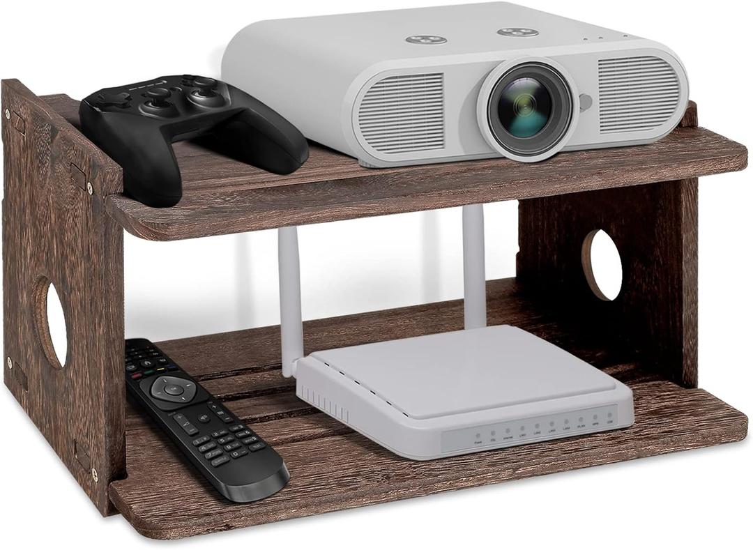 Floating Projector Shelf Rack Router Shelf Wall Mount Holder TV Stand WiFi Router Storage Box Modem Cable Box Cover Hider TV Shelf for Xbox Projector DVD Players Games Consoles TV Accessories