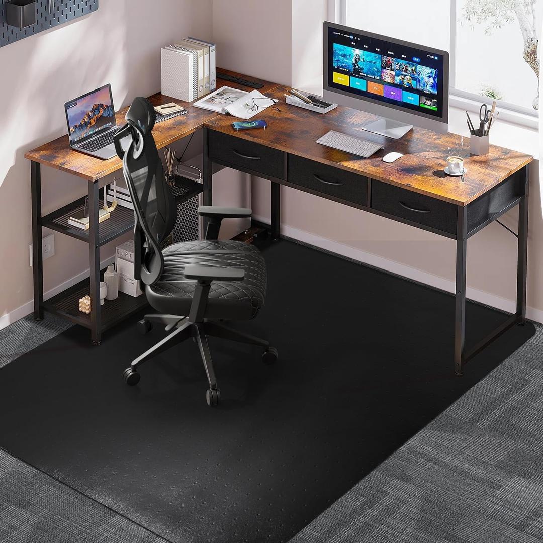 Large Office Chair Mat for Carpet, 46"x 60" Anti-Slip Waterproof Desk Chair Mat for Rolling Chairs, Heavy Duty Vinyl Computer Floor Protector, Easy Glide Floor Mat for Work, Home Office, Gaming