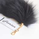 Chic and Alluring Natural Fox Tail Charms - Multicolor Fashionable Accessory Attachments (Black)