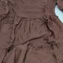 ZESICA Women's Casual Long Sleeve Crew Neck High Waist Smocked Flowy Tiered Midi Dress (Large, Coffee)