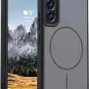Rayboen for Samsung Galaxy S22 Case Magnetic, [Compatible with Magsafe] Frosted Skin-Feel Solid Dual-Tone Panel with Soft Edge, Protective Durable Slim Fit Phone Cover for Galaxy S22, Matte Black