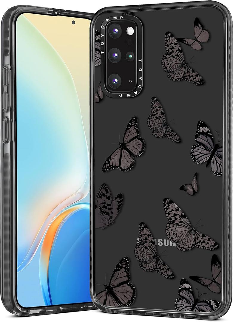 Toycamp for Samsung Galaxy S20 Plus Case for Women, Black Butterfly Cute Animal Girly Print Design for Girls Teens Case, (6.7 Inch), Black