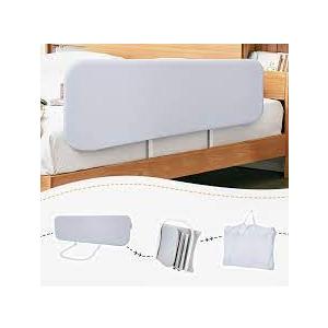 Q-MIULIKE Baby Bed Rail for Toddlers Portable Foldable 27 Height Adjustable Travel Toddler Bed Rails Easy to Install Suitable for Full King Queen Twin Bed Sizes (Grey 47 Inch, 1 Piece)