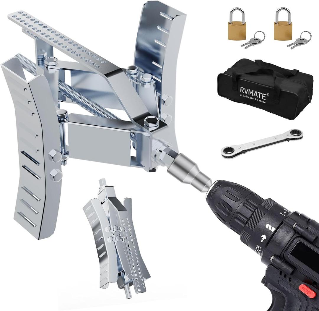 RVMATE RV Wheel Chock Stabilizer with Rotatable Sides for RV Travel Trailer Tires, for Locking Tandem Wheels When Parked on Uneven Surfaces, Silver 2 Pack