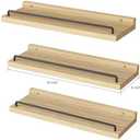 Floating Shelves for Wall Decor, Light Brown Wood Shelves for Bathroom, Living Room, Bedroom, Picture Frames, Plants, Kitchen (Set of 3) (16")