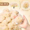 Thiccywoov 50 Pcs Artificial Flowers, 3.2 Inches Silk Rose Head Flowers Fake No Stem for Wedding Bridal Bouquet Home Floral Decor DIY Centerpieces Arrangements Party Tables Decoration(Champagne)