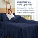 100% Rayon Derived From Bamboo - Bamboo Sheets Queen Size - Cooling Sheets for Queen - Soft, Breathable & Hotel Luxury Bedding - 1 Flat & 1 Fitted & 2 Pillowcases w/ 18 Inch Deep Pockets - Navy Blue