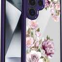 for Samsung Galaxy S25 Ultra Case [Buffertech 6.9ft Military-Grade Drop Protection] [Anti Peel Off Tech] Clear TPU Bumper 5G Phone Case Cover Design (Cherry Blossoms)