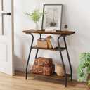 FAVOOSTY Console Table for Entryway, 3 Tier Narrow Entryway Table Open Shelves, Industrial Farmhouse Sofa Table for Hallway, Kitchen, Living Room and Bedroom, Furniture Decorative,Rustic Brown