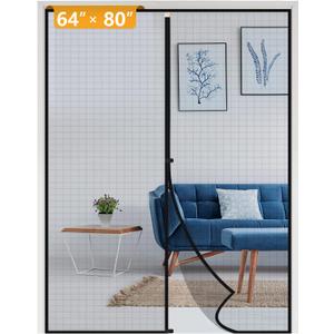 Yotache Magnetic Screen Door Fits Door Size 64 x 80, Screen Size 66" x 81" Strengthened Fiberglass Net Curtain for Patio Sliding French Doors, Black