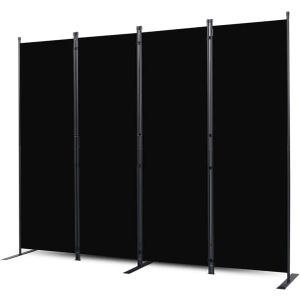 Room Divider, 4 Panel Folding Privacy Screens with Wider Feet, 6 Ft Portable Room Partition for Room Separator, Room Divider Panel 88" W X 71" H, Partition Room Dividers Freestanding，Black