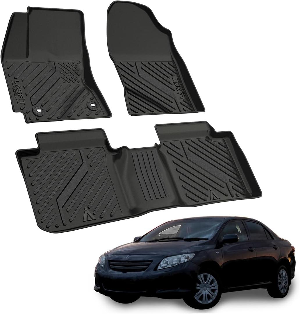 LASFIT Floor Mats for Toyota Corolla Sedan 2014-2019, All Weather TPE Custom Fit Car Liners for Toyota Corolla Accessories 1st & 2nd Row Car mats, Easy to Clean, Black