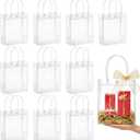 MAQIHAN Clear PVC Gift Bags with Handles - 10PCS Small Party Favor Bags Transparent Party Favour Plastic Gift Bag Tote Goodie Bag Bulk Pvc Plastic Bags with Handles for Gifts(Small Size 5.9 x 7.8 In)