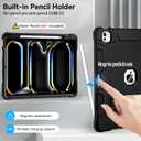 Case for iPad Pro 13 Inch Case (M5 2025/ M4 2024) with Pencil Holder, Built-in Stand, Military Grade Shockproof Protective Cover for iPad Pro 13" 8th/ 7th, Black