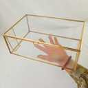 HighFree Vintage Glass Box with Lid - Clear Jewelry Glass Display Box Keepsake Box - Home Decor Decorative Box for Trinket Rings Bracelet (Gold, Large)