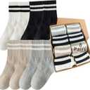 Womens Vintage Cotton Cozy Crew Socks,Striped Athletic Casual Socks for Women 8 Pairs,Gifts Box
