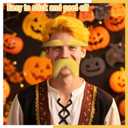 Yellow Mustache and Eyebrows for Adults, Novelty Yellow Fake Beard and Eyebrows, Cosplay Halloween Costume Accessories Funny Party Favor Men Women