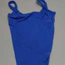 SUUKSESS Women Sexy Square Neck Thong Bodysuit Backless Sleeveless Tank Tops (Small, Sapphire)