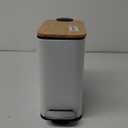 SIDIANBAN Bathroom Trash Can with Bamboo Lid Soft Close and Foot Pedal, Small Rectangular Slim Garbage Can with Inner Wastebasket for Bedroom, Office, Kitchen, 1.3Gal/5L, White