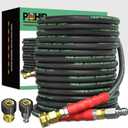 POHIR Pressure Washer Hose 70 FT3/8 Inch 4800psi for Cold and Hot Water Max 248F With 3/8 Inch Quick Connect Kink Resistant High Tensile Wire Braided, M22 Swivel to 3/8 Adapter Set 2pcs