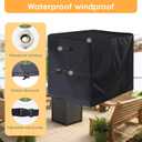 Square Fire Pit Cover 17x17x20 Inch - Heavy-Duty Taped Seam Waterproof, Windproof Drawstring & Buckle Strap, Black
