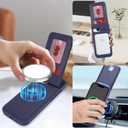 case for iPhone 15 Plus magsafe Wallet Compatible with Card Holder Back Credit Slots PU Leather Stand Shockproof Phone Cover for Women and Men-Blue