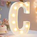 Pooqla LED Marquee Letter Lights Sign, Light Up Alphabet Letter for Home Party Wedding Decoration C (Warm White)