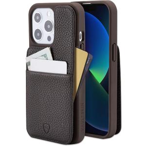Vaultskin Eton Armour iPhone Leather Wallet Case. Slim Card Holder (iPhone 13 Pro, Brown Matt)