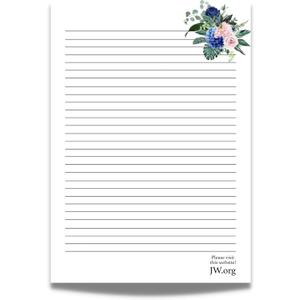 JW Letter Writing A4 Pad Stationery Paper Lined Gift Notepad Writing Sheets (Blue Flowers)