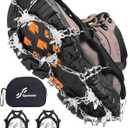 Sportneer Crampons Ice Cleats for Shoes and Boots with 28 Spikes - Traction Slip-on Stretch Footwear for Walking and Shoveling on Ice and Snow (Large, Black)