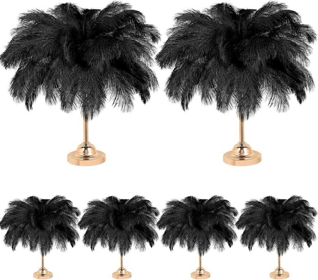 80 Pcs Large Natural Ostrich Feathers Plumes 14-16 Inch Bulk for DIY Crafts Wedding Party Centerpiece Vase (Black)