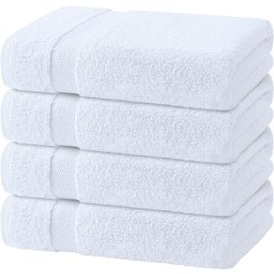 Wealuxe White Bath Towels 27x54 Inch, Cotton Towel Set for Bathroom, Hotel, Gym, Spa, Soft Extra Absorbent Quick Dry 4 Pack
