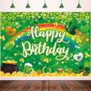 3 x St.Patrick's Day Birthday Backdrop Banner Lucky Green Shamrock Lrish Rainbow Photography Background Spring St. Patrick's Day Birthday Party Decorations Kids Baby Shower Photo Booth (7X5FT)
