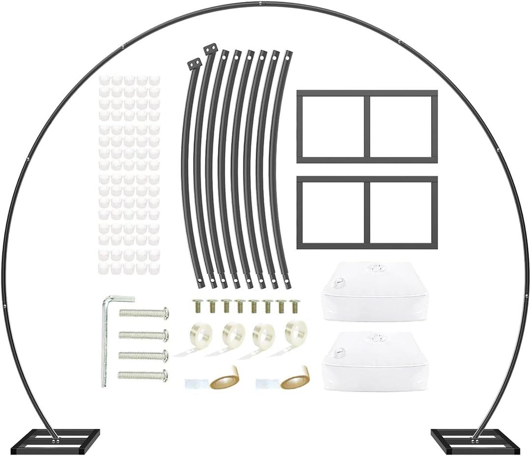 LANGXUN 9.5ft Large Size Black Metal Balloon Arch Kit - Birthday & Wedding Decoration, Graduation & Event Party Supplies, Baby Shower Photo Background
