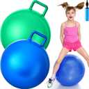 Lewtemi 2 Pcs 22 Inch Big Bouncing Ball with Handle Jumping Hopper Bouncy Ball for Adults Exercise and Air Pump for Outdoor Sports Game (Blue, Green)