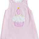 Baby Girl First Birthday Outfit 1 Cake Embroidery One Year Old Birthday Dress Smash Cake Dresses (1st-Pink, 12-18 Months)