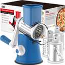 Cheese Grater Rotary, Rotary Grater for Kitchen, Kitchen Grater Vegetable Slicer with 3 Drum Blades, Fast Cutting Cheese Shredder for Vegetables and Nuts (Blue)
