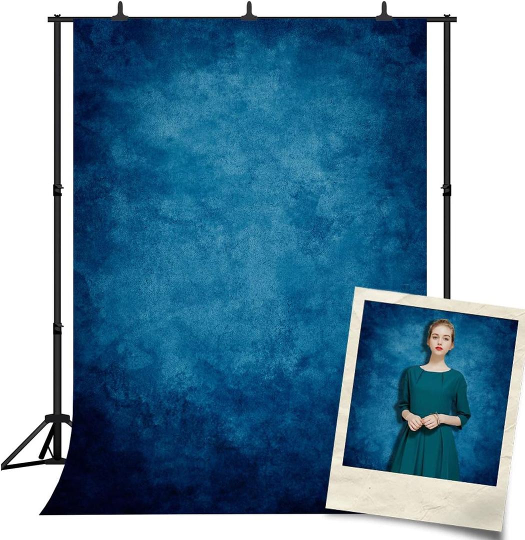 Abstract Blue School Photo Backdrop for Pictures Portrait Solid Color Backdrop Graduation Photoshoot Baby Shower Party Banner Decoration Photography Vinyl Photo Background PGT030A 5x7ft